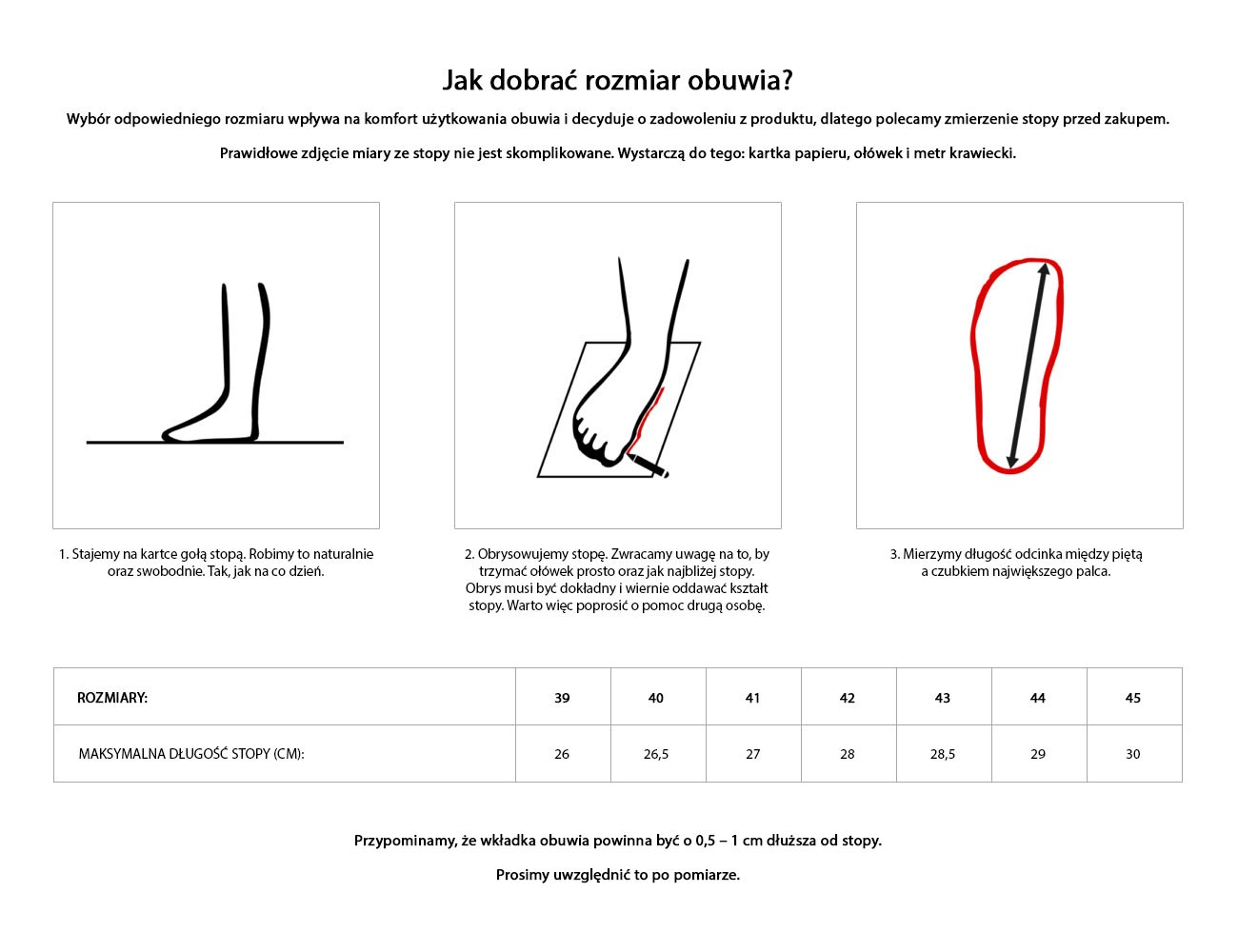 Jak mierzyć - buty (żmija)